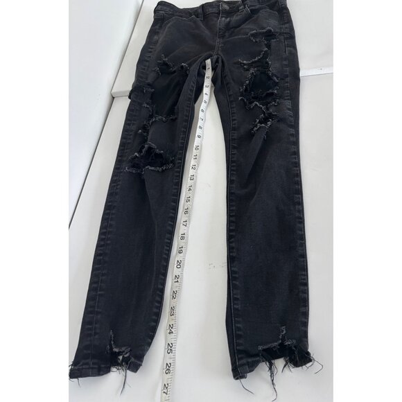 Y2K AE Jeggings 8 Next Level Stretch Distressed Grunge Streetwear Rocker Chic - Picture 13 of 14